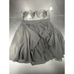Gossip Girl Romeo & Juliet Couture Black Strapless Dress Leather Chiffon Skirt L